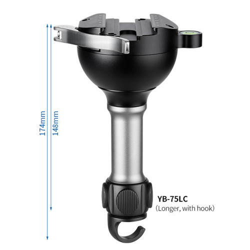 Půlkulový nivelační adaptér s háčkem Leofoto 75 mm (L)