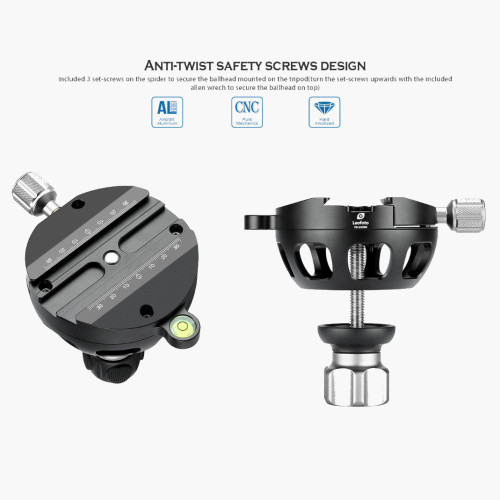 Půlkulový nivelační adaptér se šroubovací svorkou Leofoto 100mm (S)